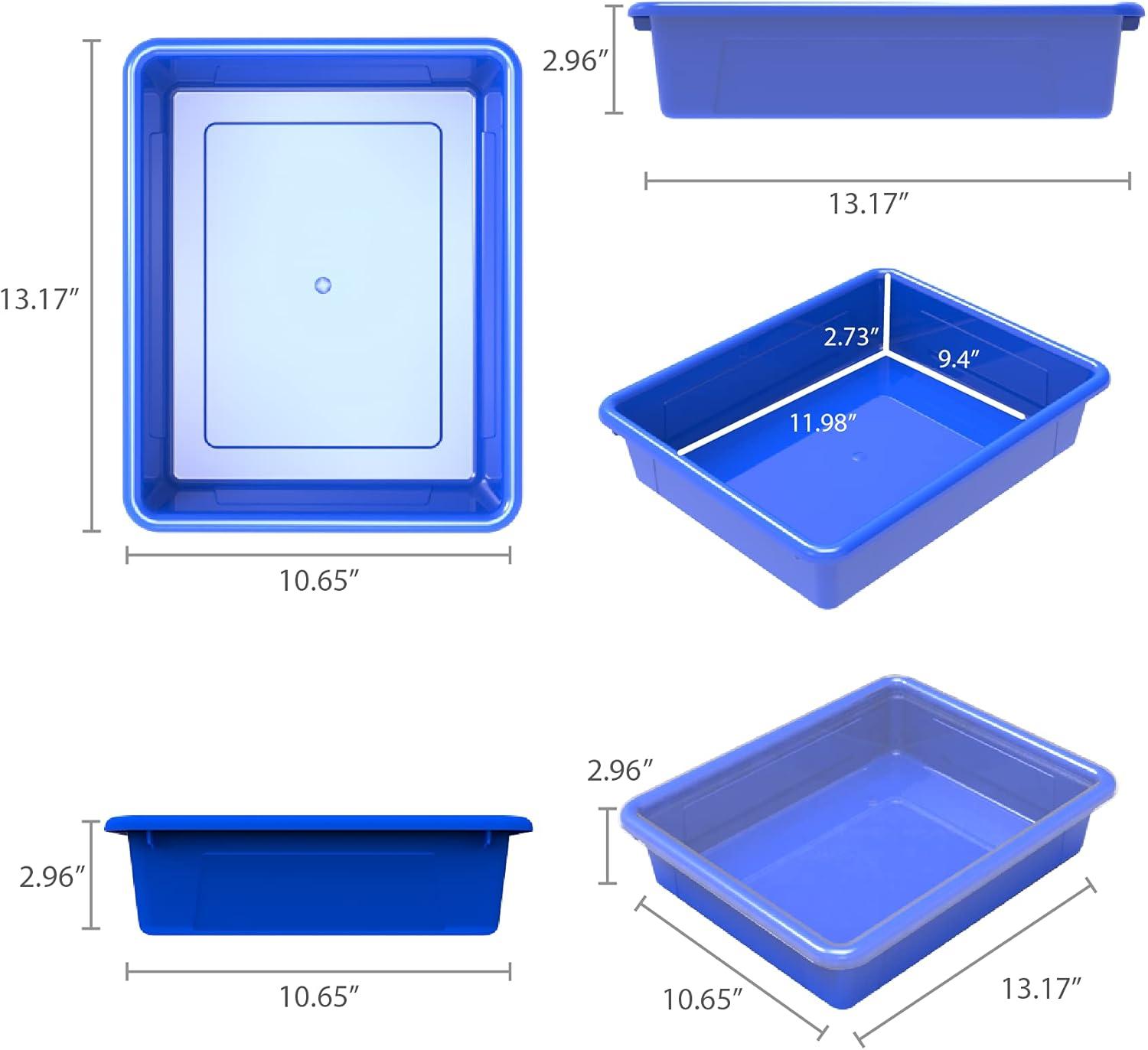 imageStorex Letter Size Flat Storage Tray Organizer Bin with NonSnap Lid for Classroom Office and Home Blue 5Pack 62536U05C
