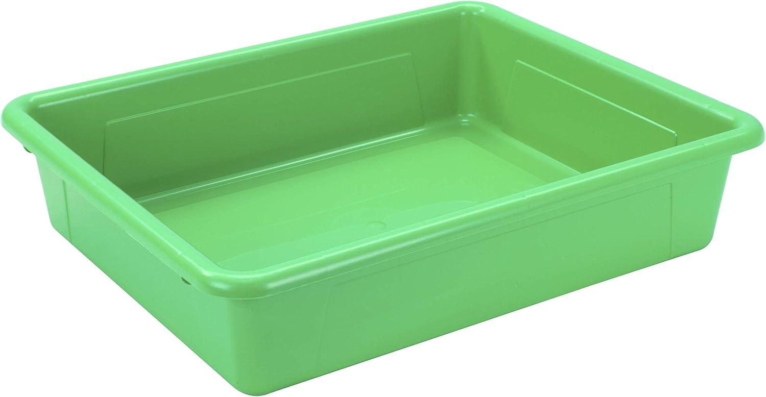 imageStorex Letter Size Flat Storage Tray Organizer Bin with NonSnap Lid for Classroom Office and Home Green 5Pack 62539U05C