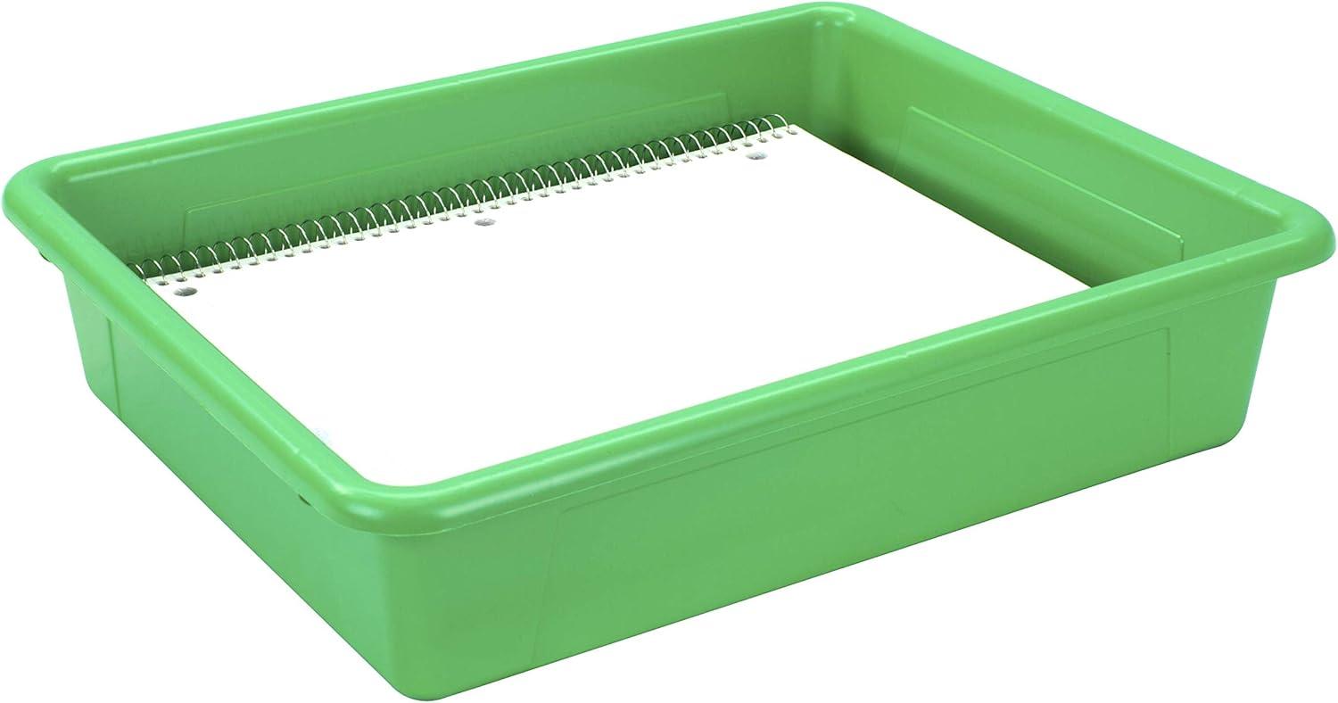 imageStorex Letter Size Flat Storage Tray Organizer Bin with NonSnap Lid for Classroom Office and Home Green 5Pack 62539U05C