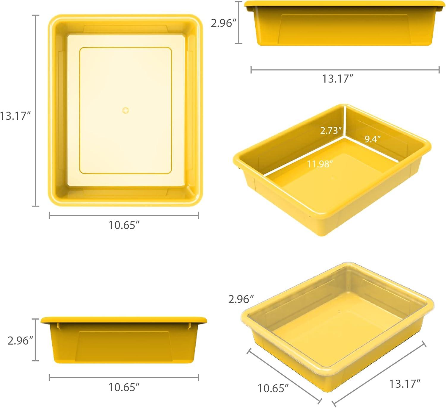 imageStorex Letter Size Flat Storage Tray Organizer Bin with NonSnap Lid for Classroom Office and Home Yellow 5Pack 62538U05C