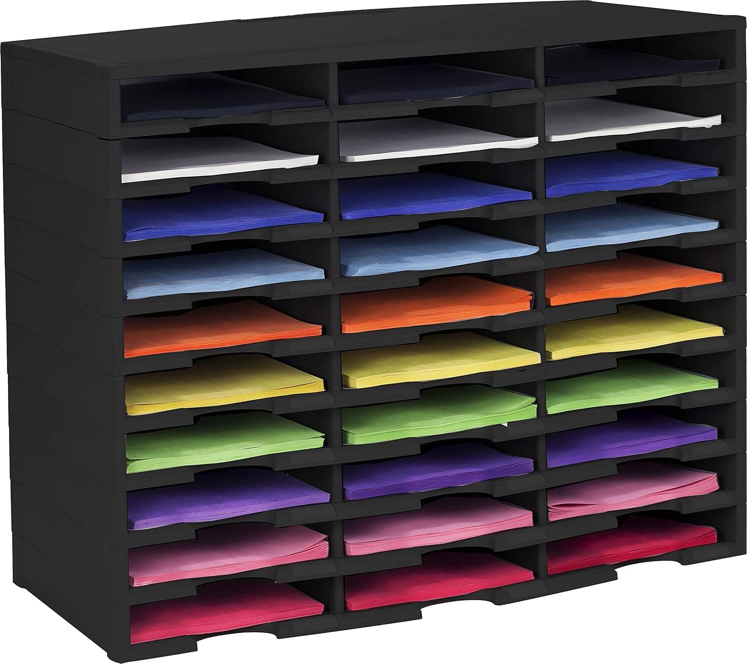 imageStorex Modular 24Compartment Literature Organizer BlackBlack