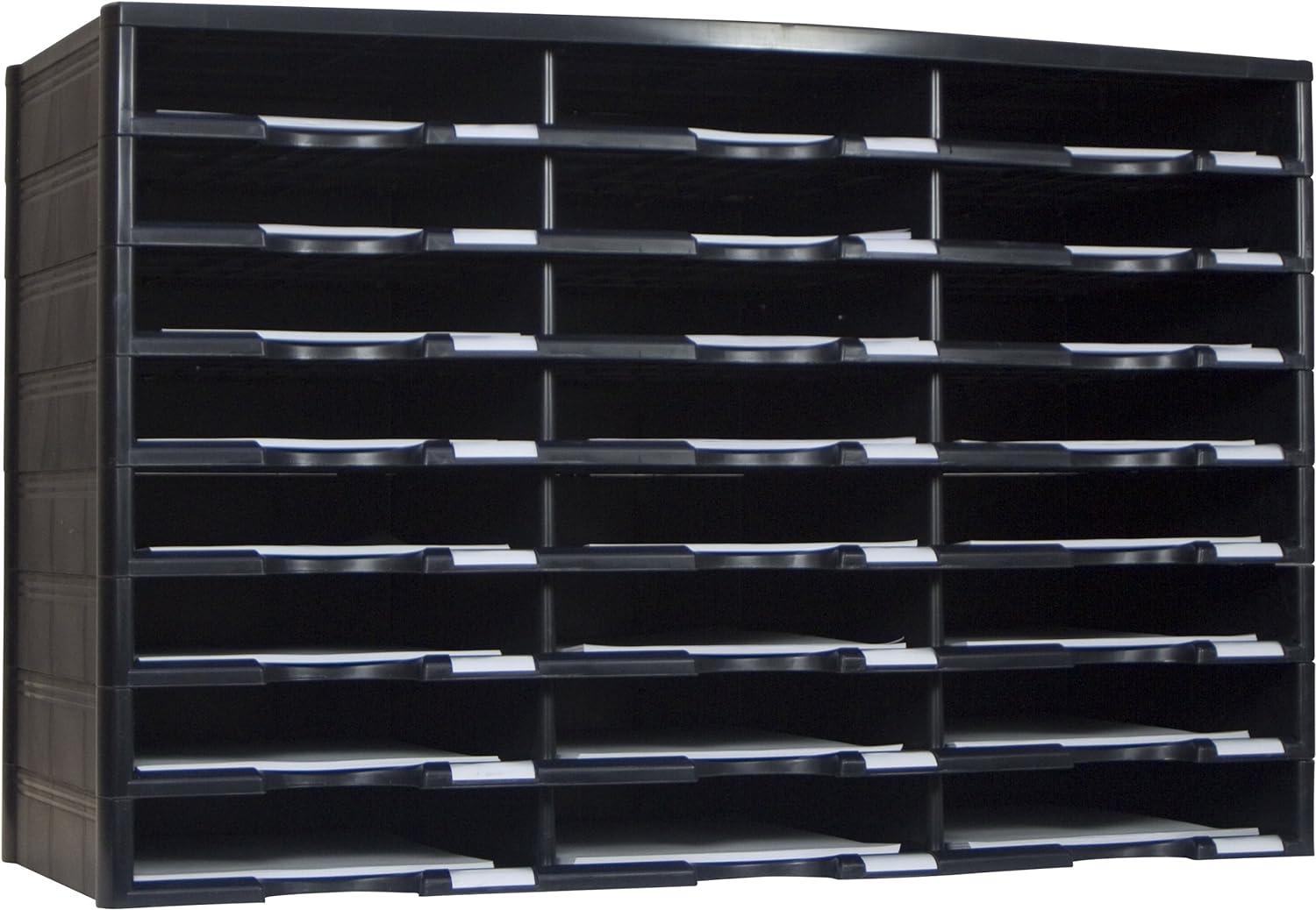 imageStorex Modular 24Compartment Literature Organizer BlackBlack