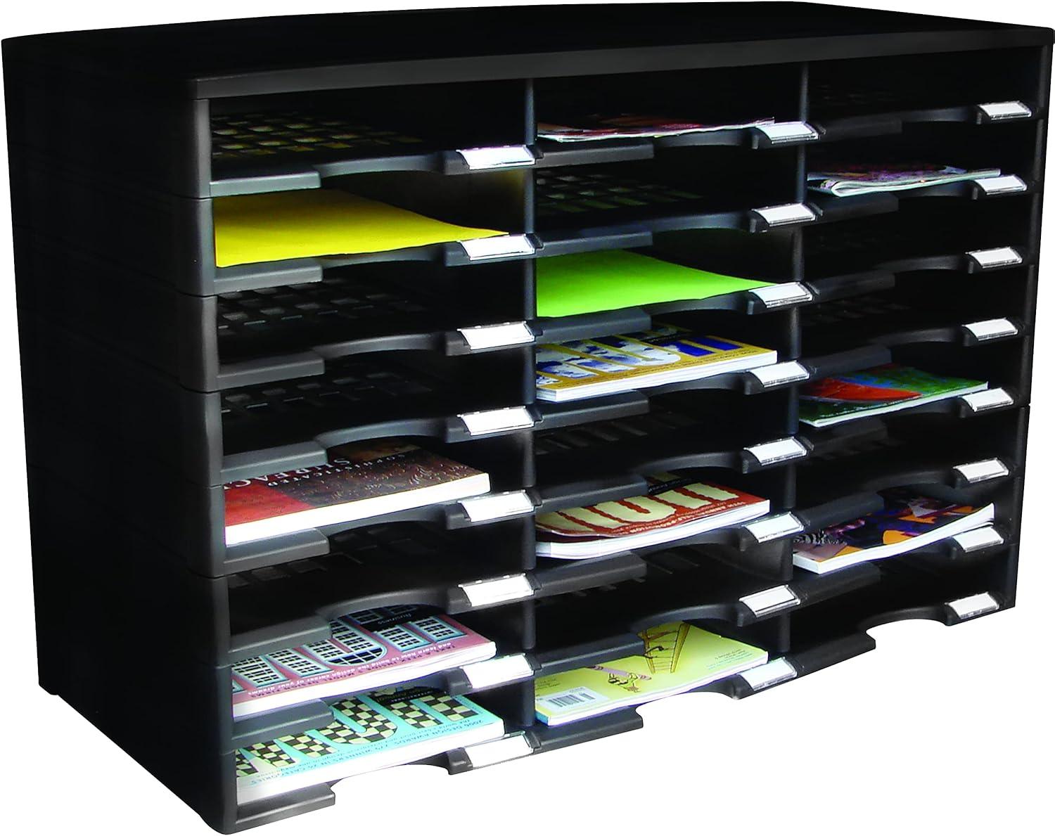 imageStorex Modular 24Compartment Literature Organizer BlackBlack