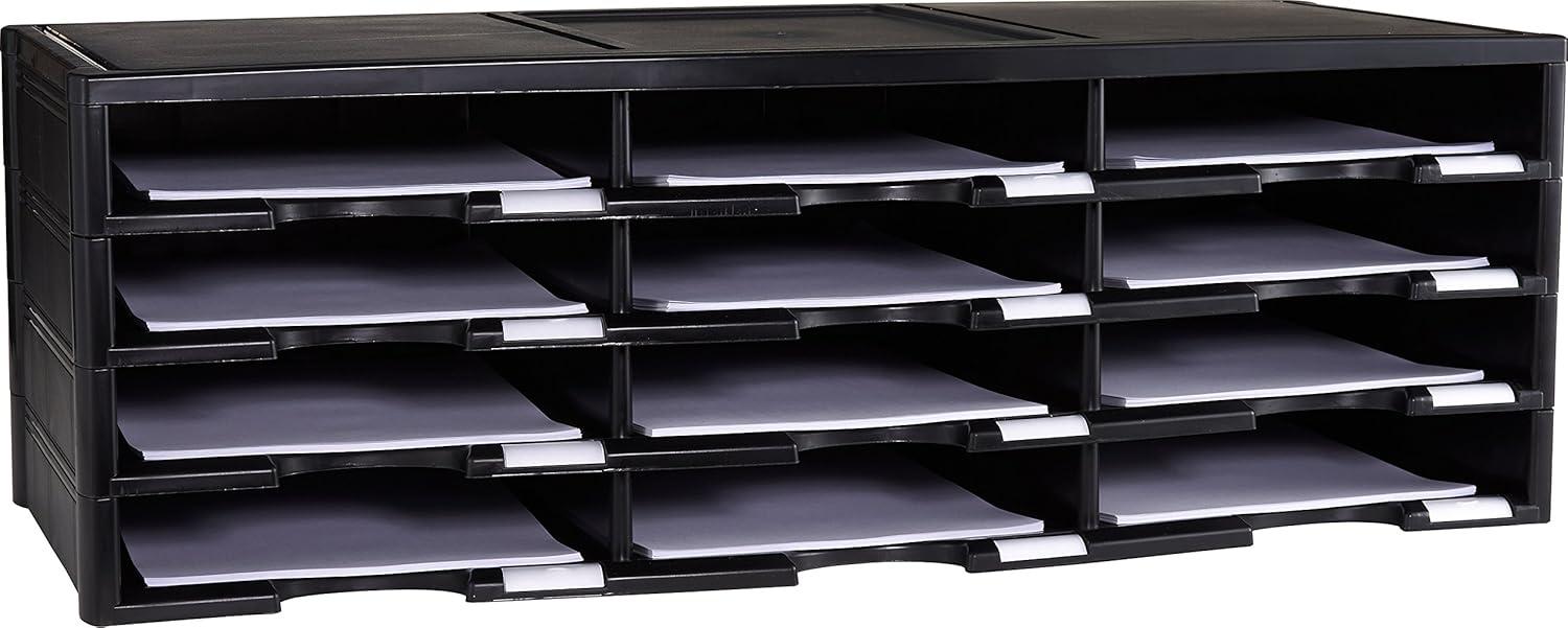 imageStorex Modular 24Compartment Literature Organizer BlackBlack