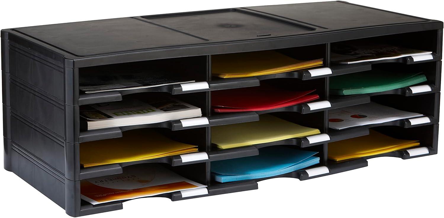 imageStorex Modular 24Compartment Literature Organizer BlackBlack