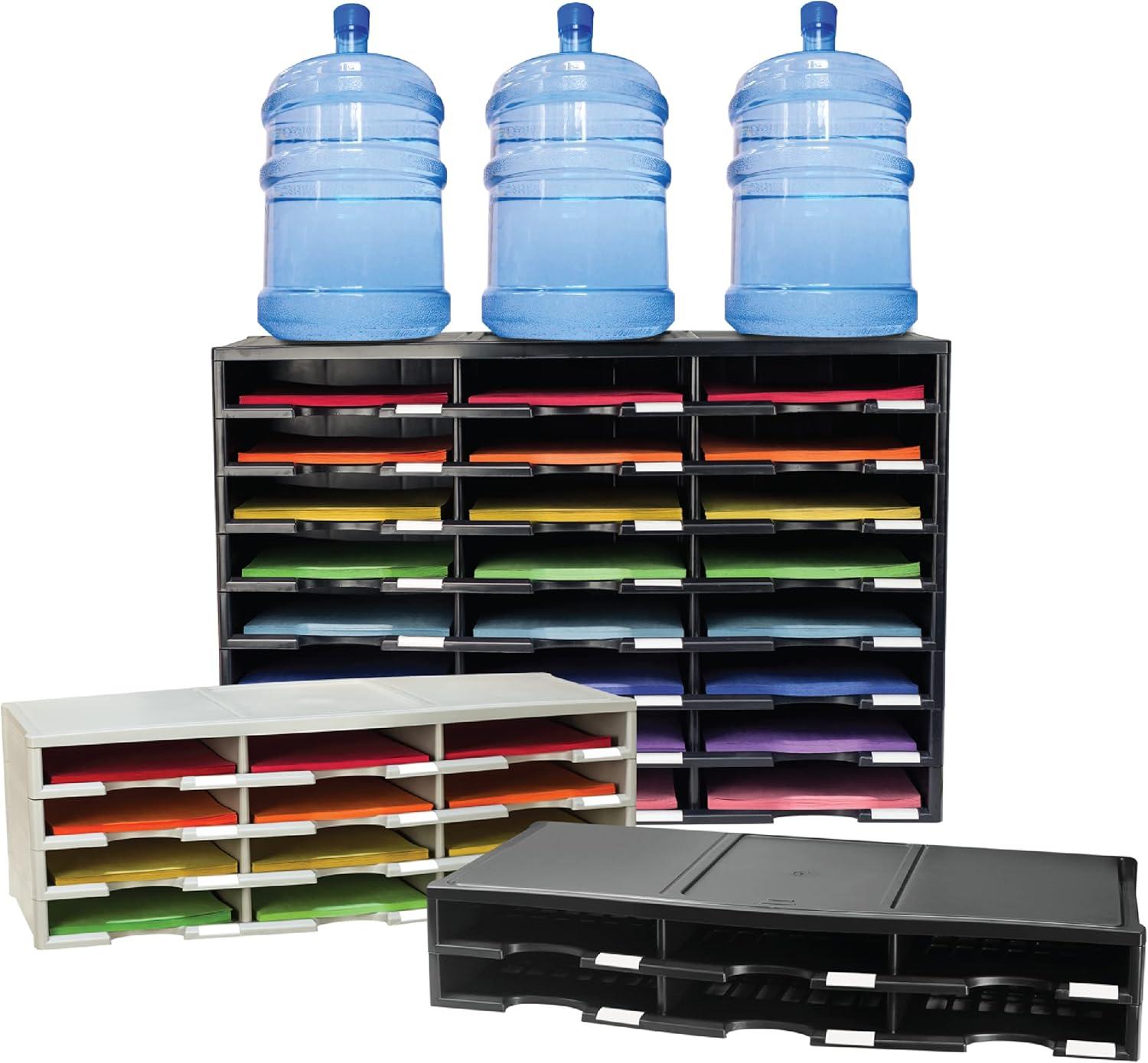imageStorex Modular 24Compartment Literature Organizer BlackBlack