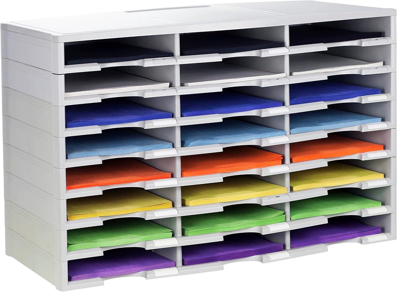 imageStorex Modular 24Compartment Literature Organizer BlackGray