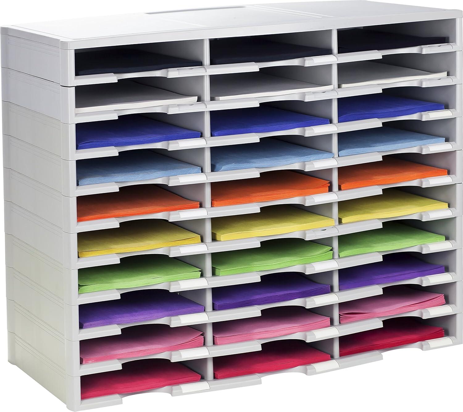 imageStorex Modular 24Compartment Literature Organizer BlackGray