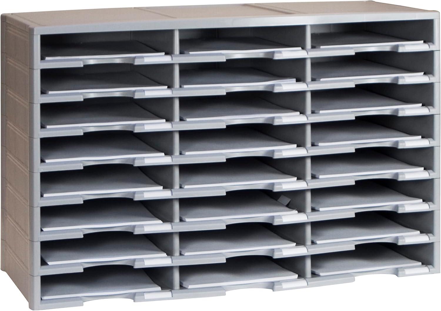 imageStorex Modular 24Compartment Literature Organizer BlackGray