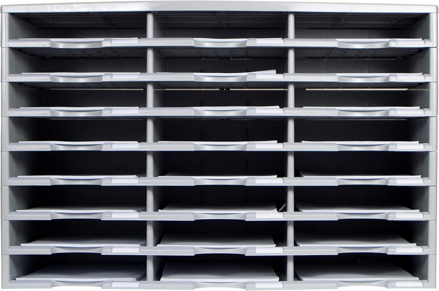 imageStorex Modular 24Compartment Literature Organizer BlackGray
