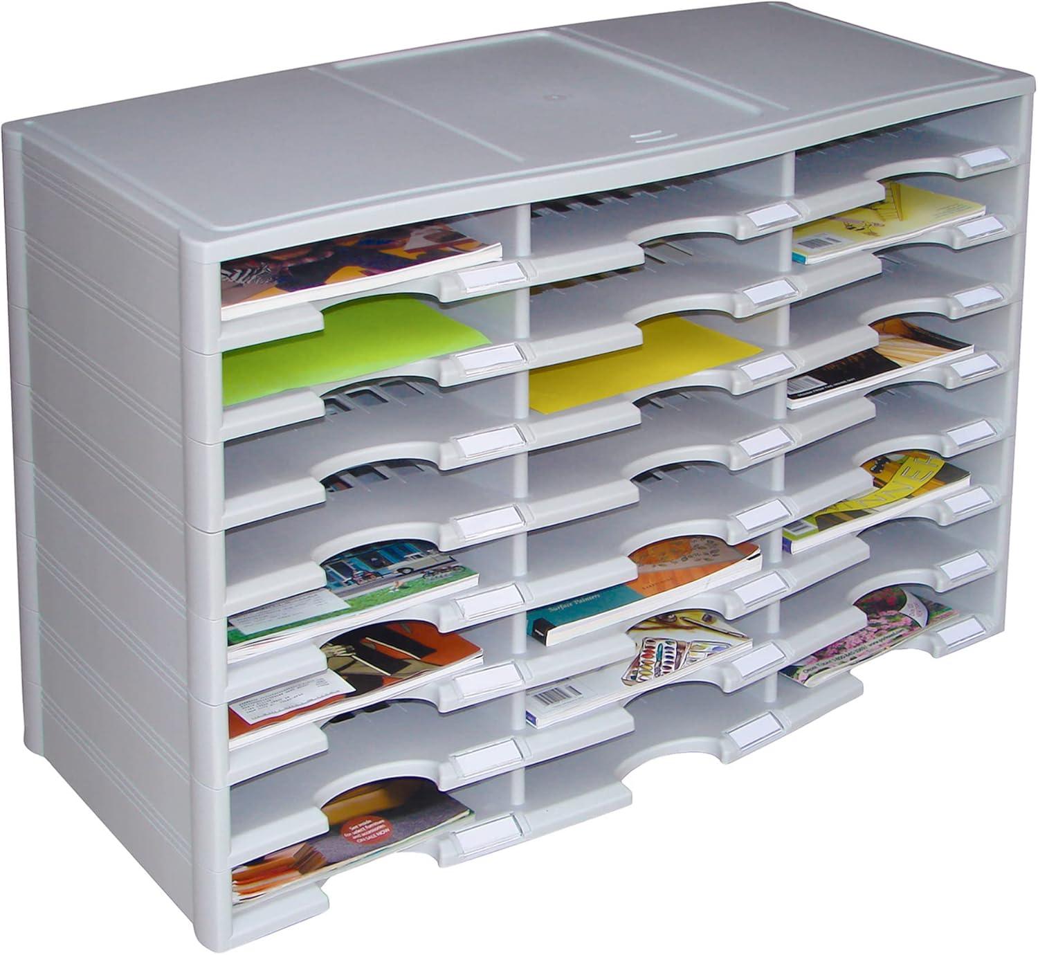 imageStorex Modular 24Compartment Literature Organizer BlackGray