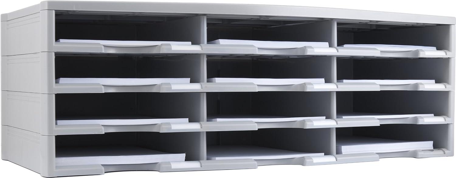 imageStorex Modular 24Compartment Literature Organizer BlackGray