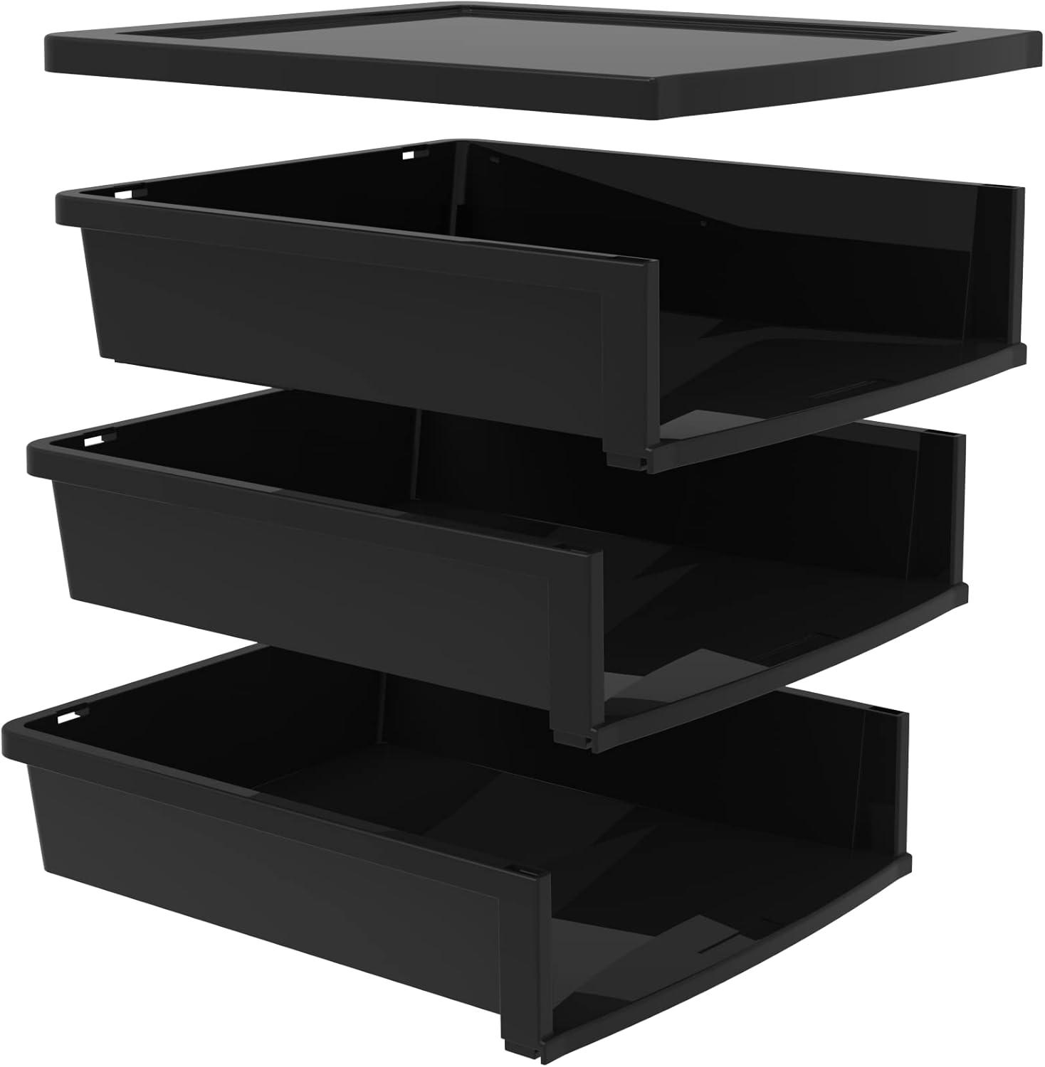 imageStorex Quick Stack Construction Paper Sorter 3 Compartments 13 x 1125 x 84 Inches Black 61642E01CBlack