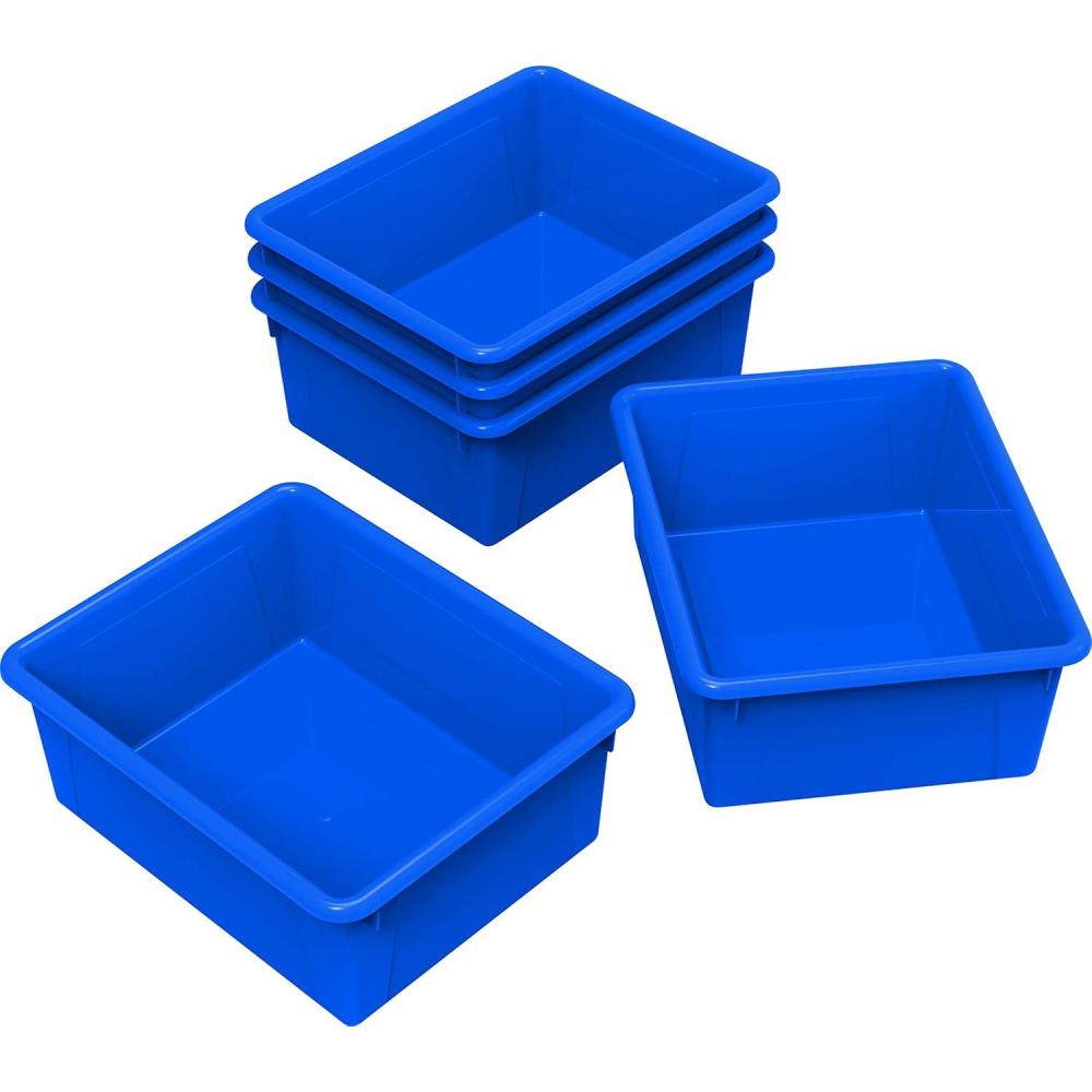 imageStorex Letter Size Deep Storage Tray Organizer Bin for Classroom Office and Home Blue 5Pack 62524U05CBlue