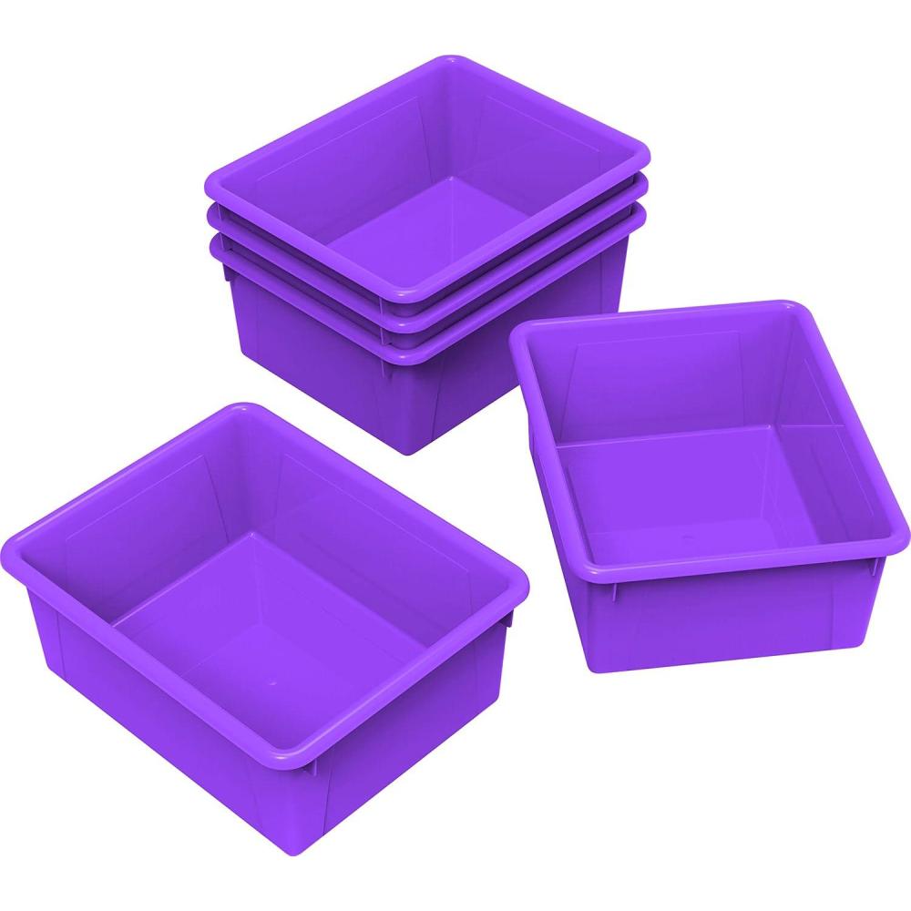 imageStorex Letter Size Deep Storage Tray Organizer Bin for Classroom Office and Home Blue 5Pack 62524U05CViolet
