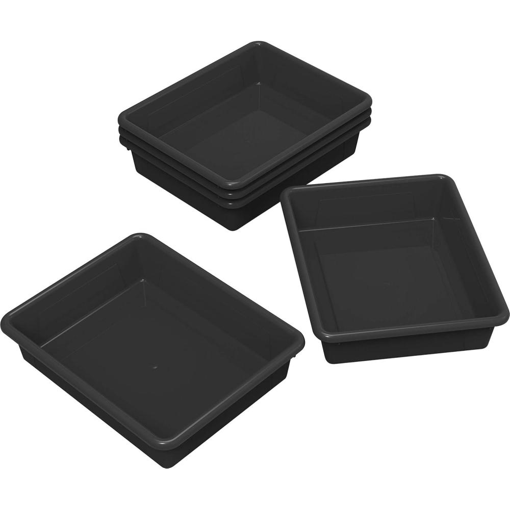imageStorex Letter Size Flat Storage Tray Organizer Bin for Classroom Office and Home Black 5Pack 62516U05C 10 x 13 x 3 Inches