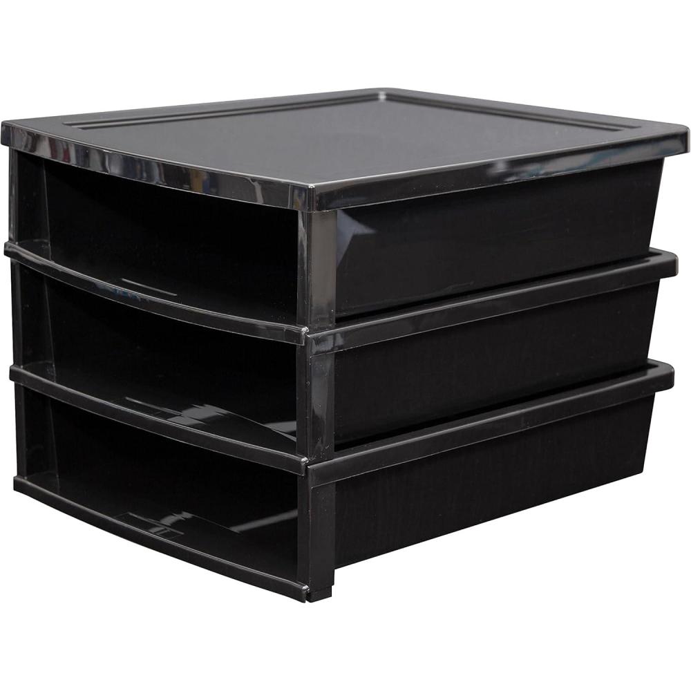 imageStorex Quick Stack Construction Paper Sorter 3 Compartments 13 x 1125 x 84 Inches Black 61642E01CBlack