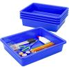 imageStorex Letter Size Flat Storage Tray  Organizer Bin for Classroom Office and Home Blue 5Pack 62517U05C