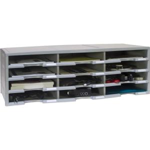 Storex 12-Compartment Literature Organizer/Document Sorter, Grey (61601U01C)