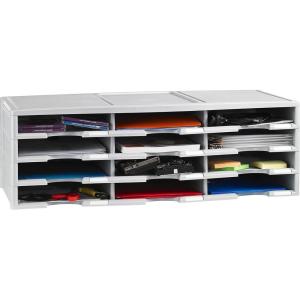 Storex 12-Compartment Literature Organizer/Document Sorter, Grey (61601U01C)(Grey)