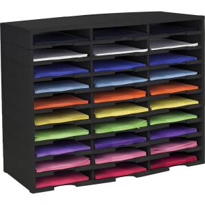 Storex 30-Compartment Literature Organizer, 31.38 x 14.13 x 25.5 Inches, Black (61419U01C)