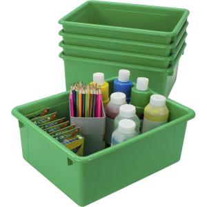 Storex Letter Size Deep Storage Tray – Organizer Bin for Classroom, Office and Home, Blue, 5-Pack (62524U05C)(Green)