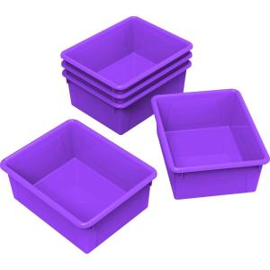 Storex Letter Size Deep Storage Tray – Organizer Bin for Classroom, Office and Home, Blue, 5-Pack (62524U05C)(Violet)