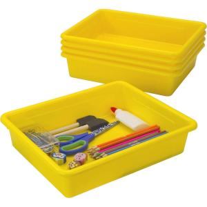 Storex Letter Size Deep Storage Tray – Organizer Bin for Classroom, Office and Home, Blue, 5-Pack (62524U05C)(Yellow)
