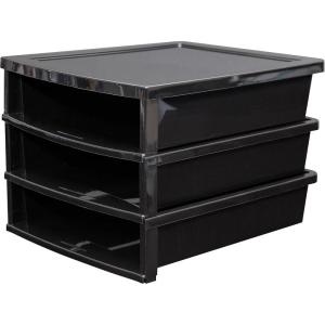 Storex Quick Stack Construction Paper Sorter, 3 Compartments, 13 x 11.25 x 8.4 Inches, Black (61642E01C)(Black)
