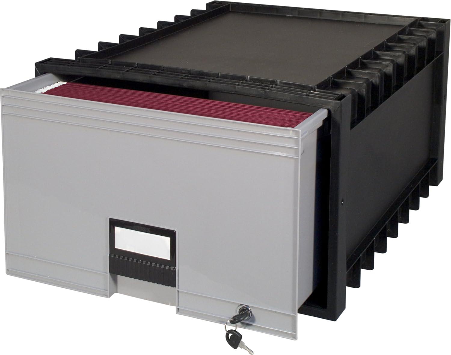 imageStorex 24Inch Archive Storage Box for Letter Size Hanging Files FrostedAqua 61103U01CBlackGray
