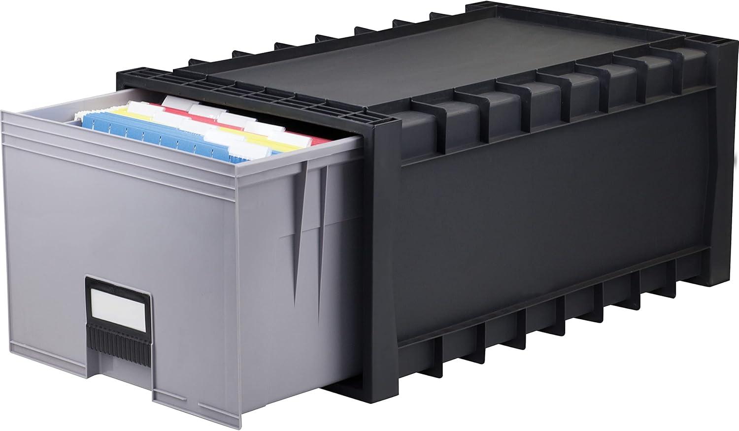 imageStorex 24Inch Archive Storage Box for Letter Size Hanging Files FrostedAqua 61103U01CBlackGray