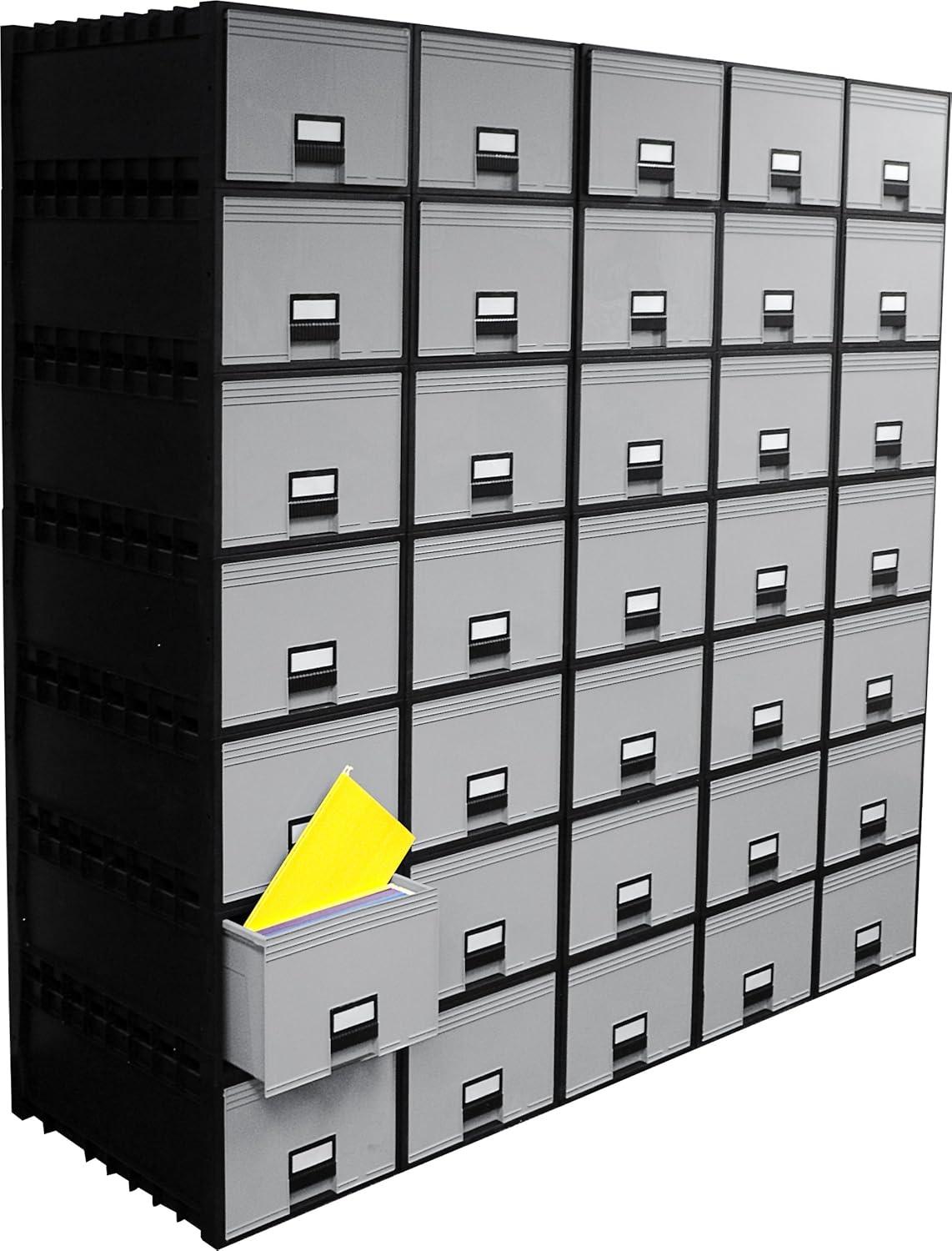 imageStorex 24Inch Archive Storage Box for Letter Size Hanging Files FrostedAqua 61103U01CBlackGray
