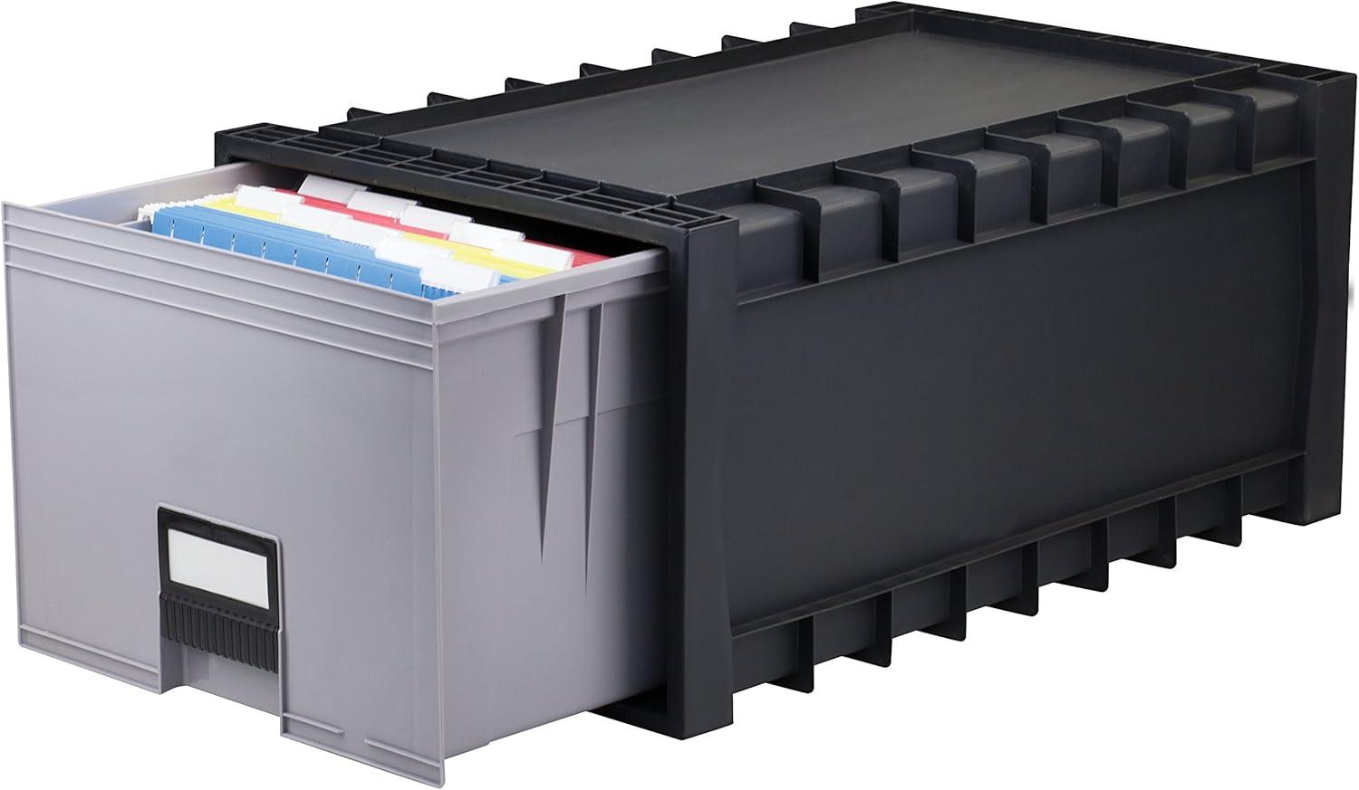 imageStorex 24Inch Archive Storage Box for Letter Size Hanging Files FrostedAqua 61103U01CBlackGray