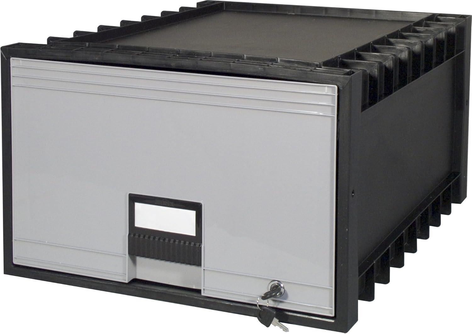 imageStorex 24Inch Archive Storage Box for Letter Size Hanging Files FrostedAqua 61103U01CBlackGrey