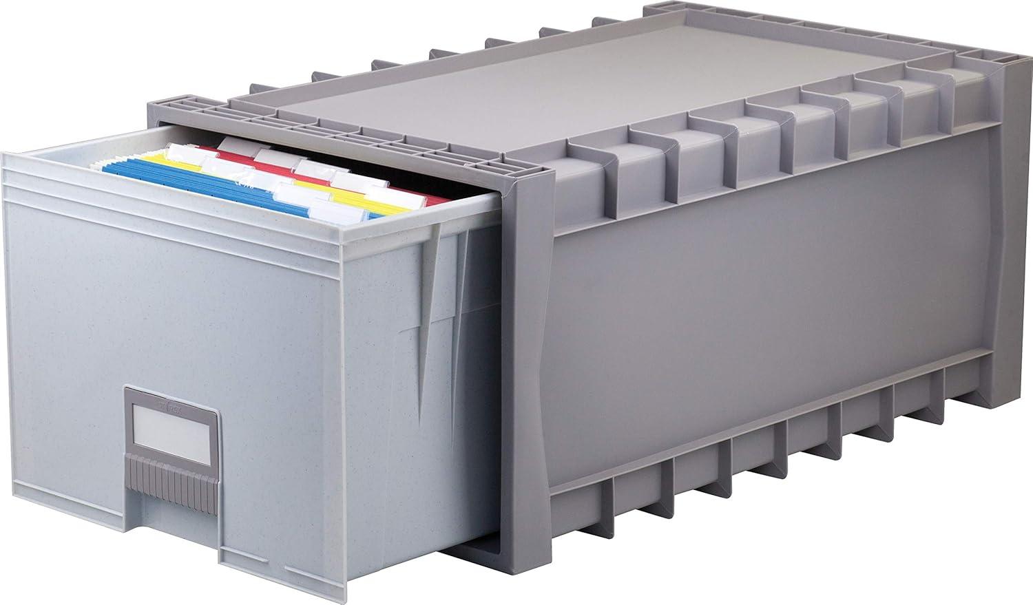imageStorex 24Inch Archive Storage Box for Letter Size Hanging Files TwoTone Grey 61101U01C