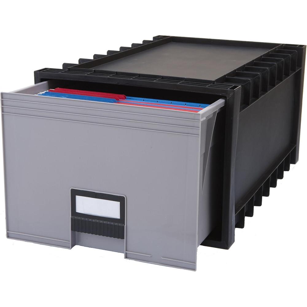 imageStorex 24Inch Archive Storage Box for Letter Size Hanging Files FrostedAqua 61103U01CBlackGray