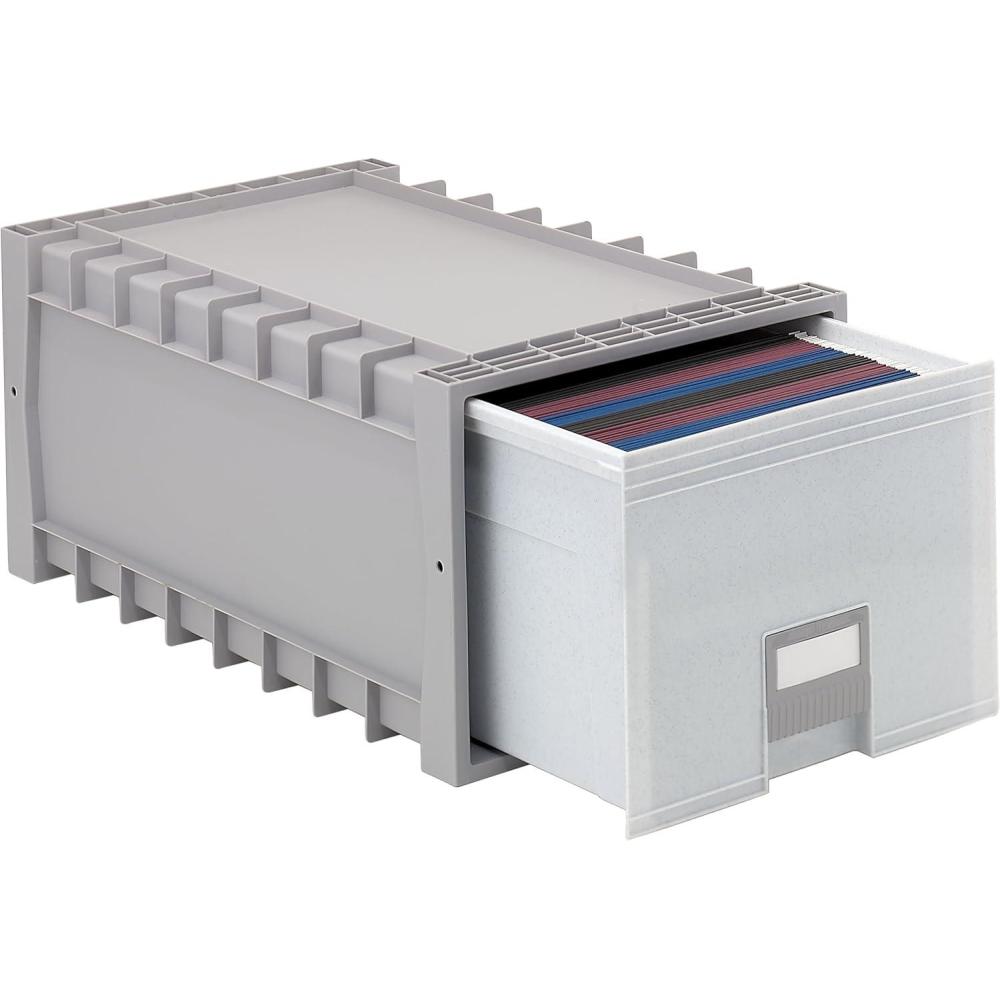 imageStorex 24Inch Archive Storage Box for Letter Size Hanging Files TwoTone Grey 61101U01C