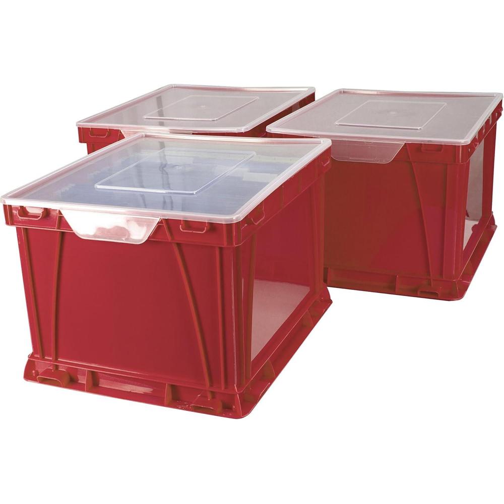 imageStorex Storage and Filing Cube 1725 x 1425 x 105 Inches BlackClear Case of 3 STX62005U03CRedClear
