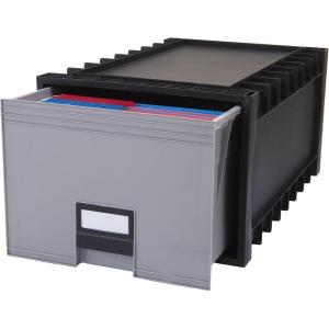 Storex 24-Inch Archive Storage Box for Letter Size Hanging Files, Frosted/Aqua (61103U01C)(Black/Gray)
