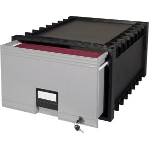 Storex 24-Inch Archive Storage Box for Letter Size Hanging Files, Frosted/Aqua (61103U01C)(Black/Grey)