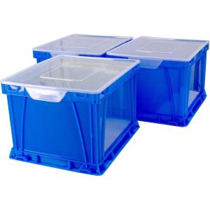 Storex Storage and Filing Cube, 17.25 x 14.25 x 10.5 Inches, Black/Clear, Case of 3 (STX62005U03C)(Blue/Clear)