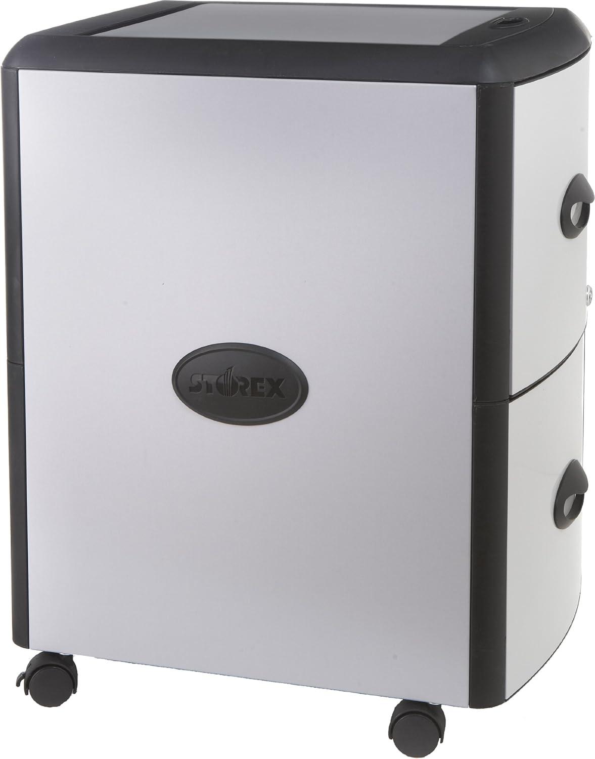 imageStorex 2Drawer Mobile File Cabinet with Lock 19 x 15 x 23 Inches Metal Accent Panels STX61351U01CSilverBlackRoll Top