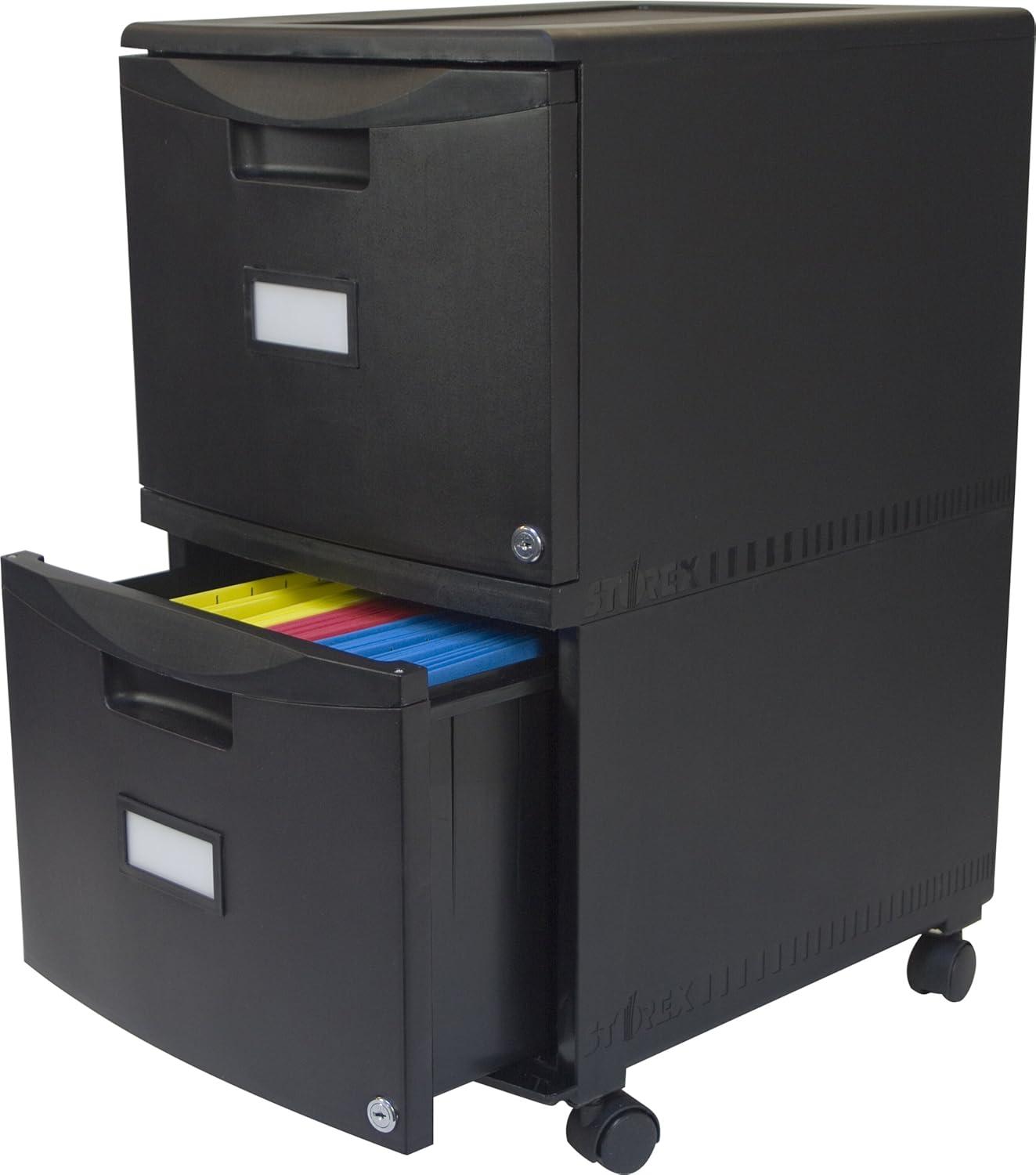 imageStorex 61312B01C TwoDrawer Mobile Filing Cabinet 1434w x 1814d x 26h Black
