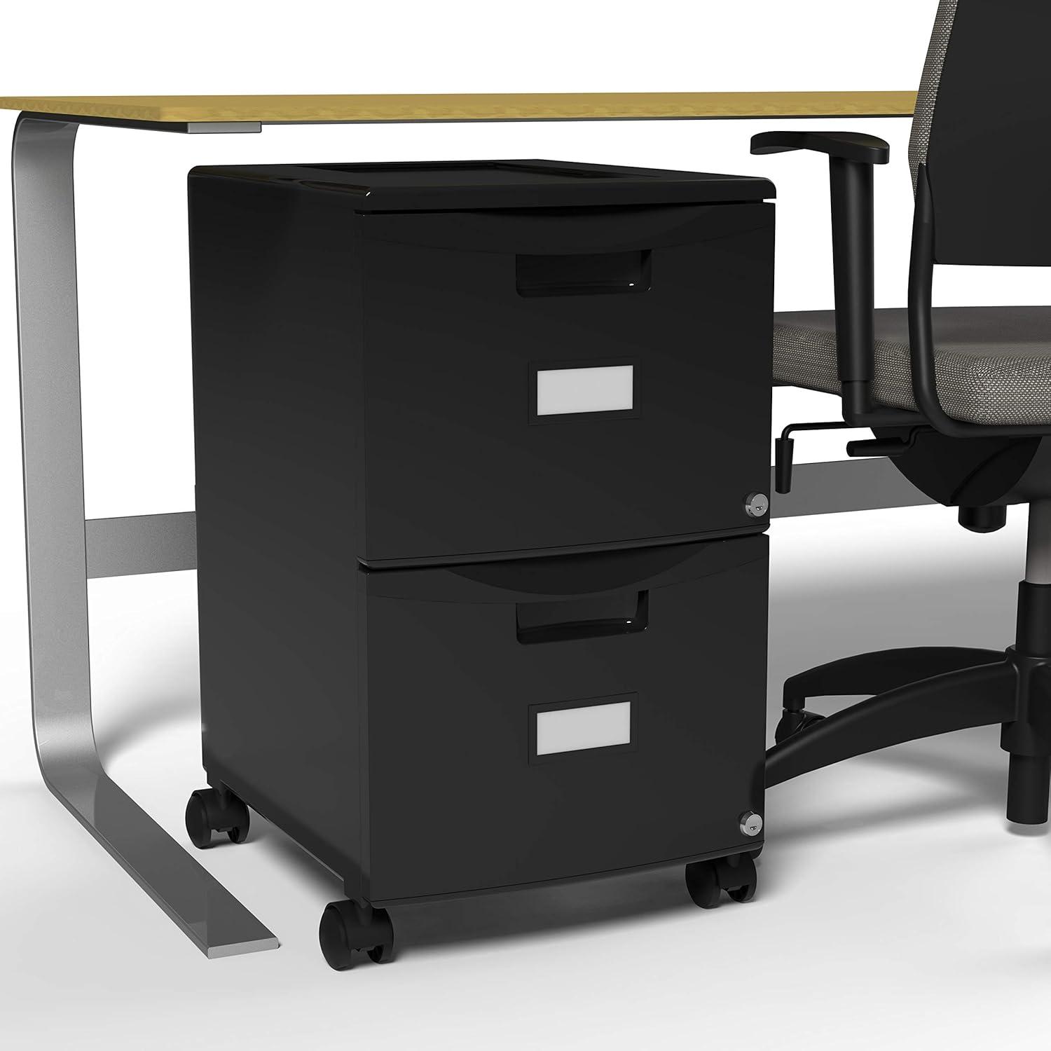 imageStorex 61312B01C TwoDrawer Mobile Filing Cabinet 1434w x 1814d x 26h Black