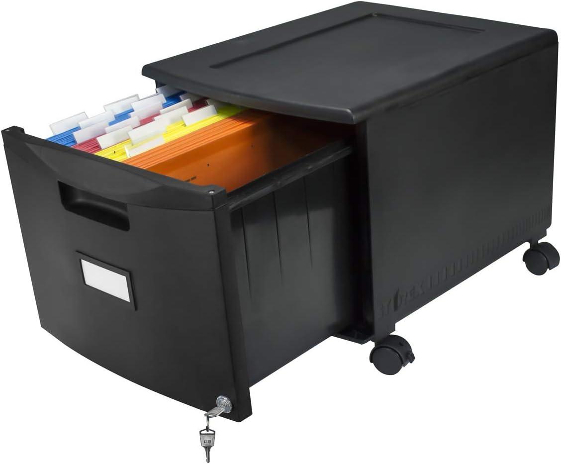 imageStorex Plastic 1Drawer Mobile File Cabinet LetterLegal Black 61265A01CBlack