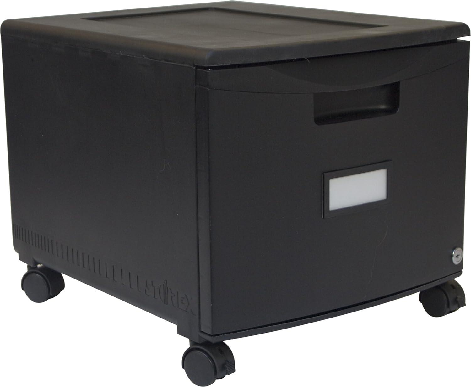 imageStorex Plastic 1Drawer Mobile File Cabinet LetterLegal Black 61265A01CBlack