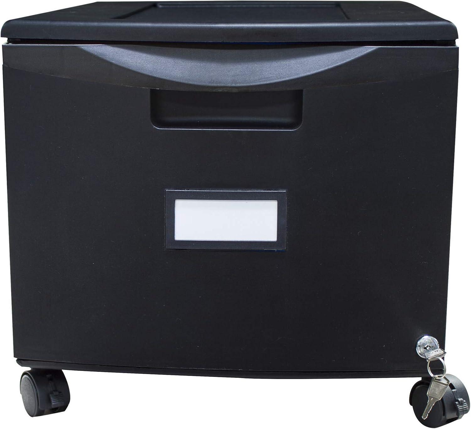 imageStorex Plastic 1Drawer Mobile File Cabinet LetterLegal Black 61265A01CBlack