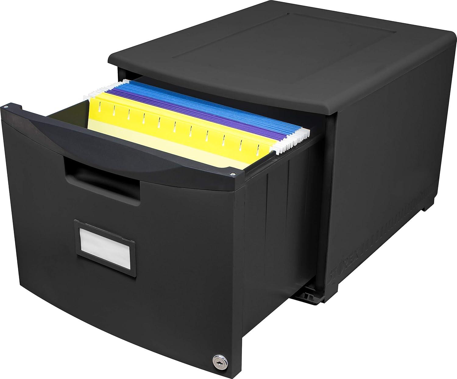 imageStorex Plastic 1Drawer Mobile File Cabinet LetterLegal Black 61265A01CBlack