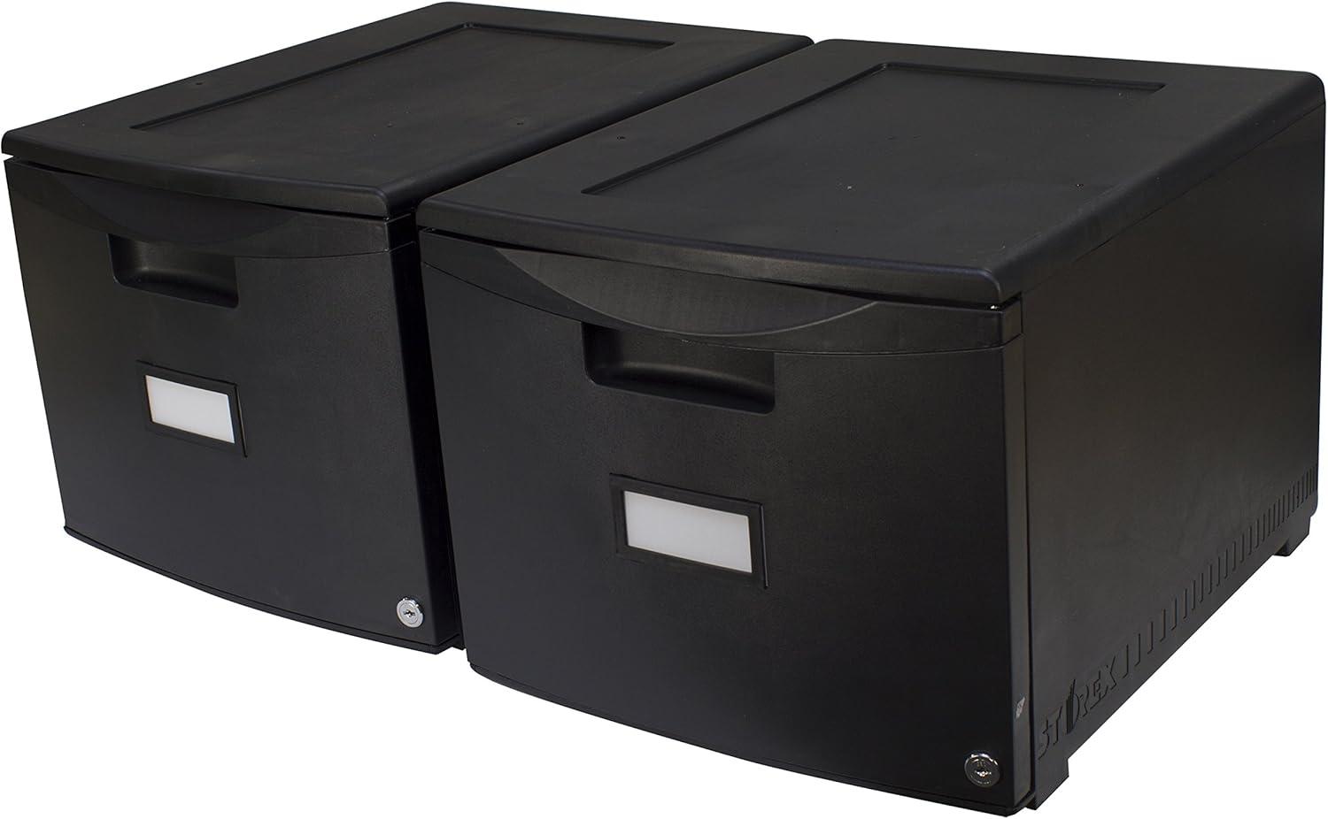 imageStorex Plastic 1Drawer Mobile File Cabinet LetterLegal Black 61265A01CBlack
