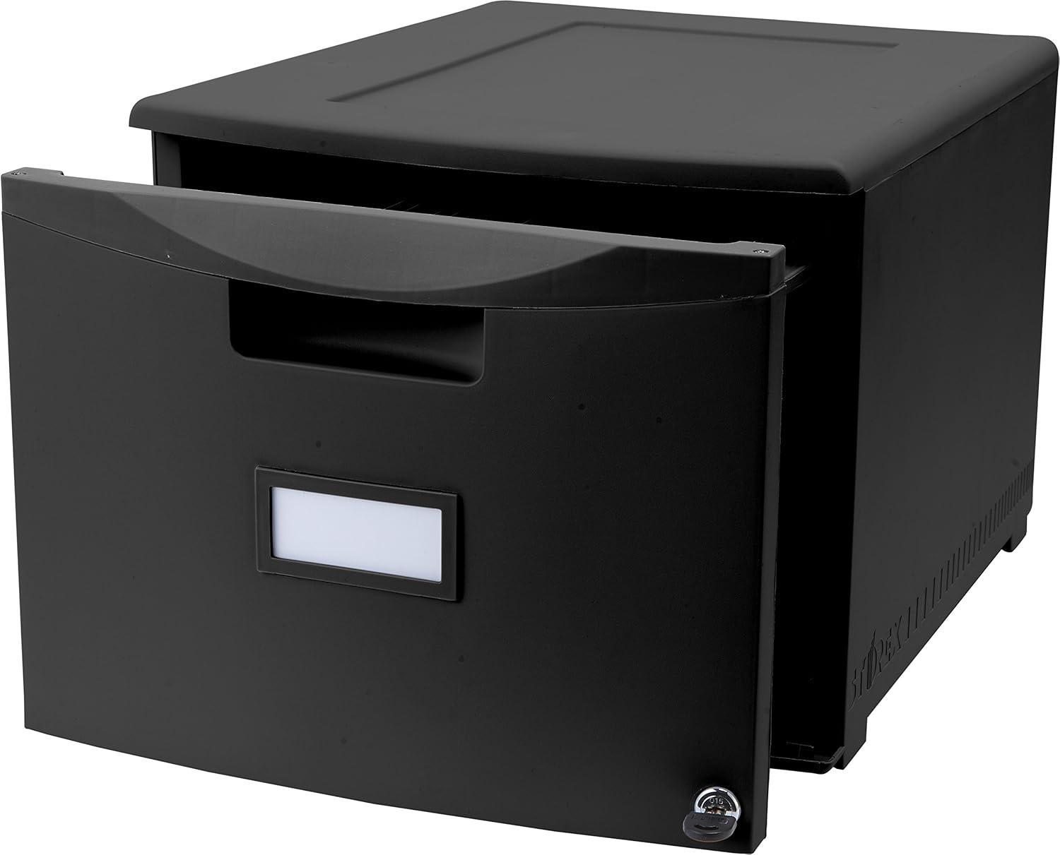 imageStorex Plastic 1Drawer Mobile File Cabinet LetterLegal Black 61265A01CBlack